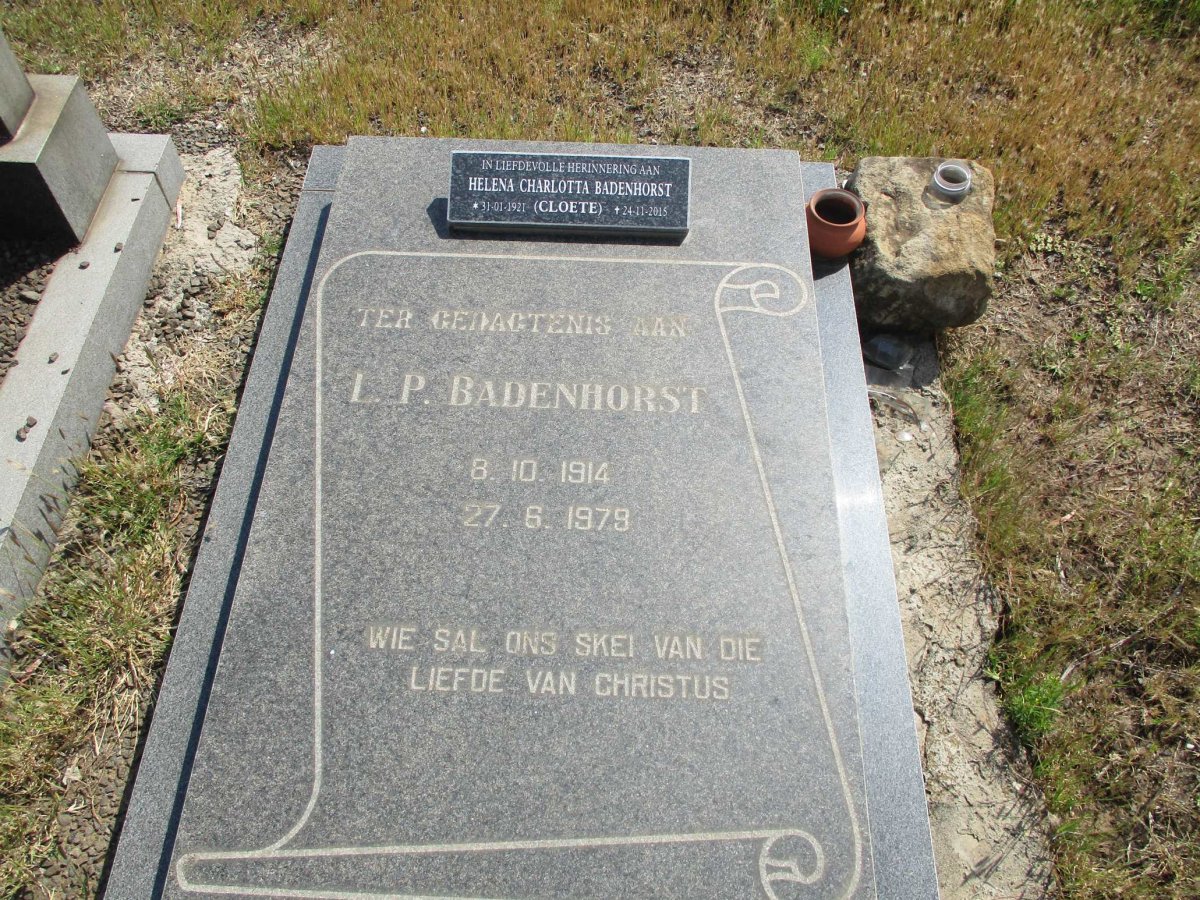 BADENHORST L.P. 1914-1979 & Helena Charlotta CLOETE 1921-2015