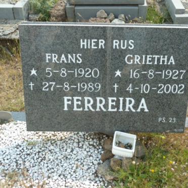FERREIRA Frans 1920-1989 &amp; Grietha 1927-2002