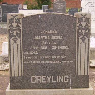 GREYLING Johanna Martha Josina nee STRYDOM 1865-1952