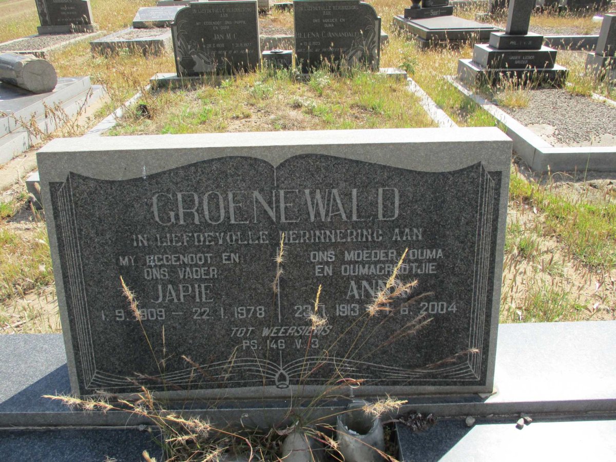GROENEWALD Japie 1909-1978 & Anna 1913-2004