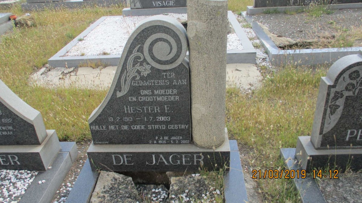 JAGER Hester E., de 1913-2003