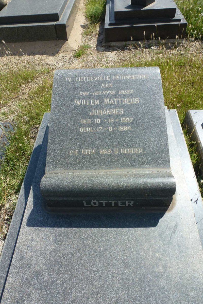 LOTTER Willem Mattheus Johannes 1897-1964