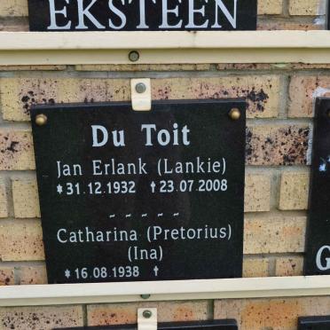 TOIT Jan Erlank, du 1932-2008 &amp; Catharina PRETORIUS 1938-