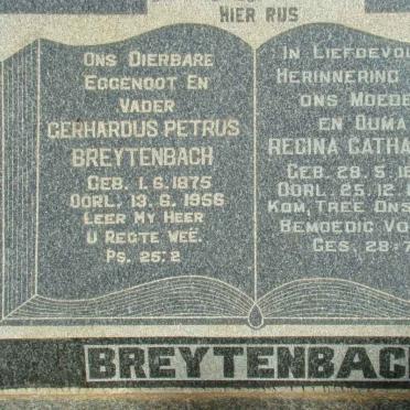BREYTENBACH Gerhardus Petrus 1875-1956 &amp; Regina Catharina 1899-1988