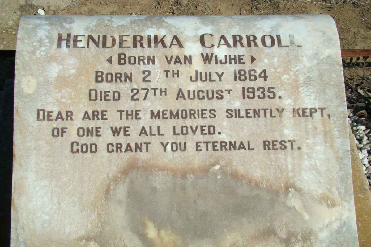 CARROLL Hendrika nee van WIJHE 1864-1935