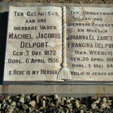 DELPORT Machiel Jacobus 1872-1956 &amp; Johanna Elizabeth Francina WEEBER 1885-1947