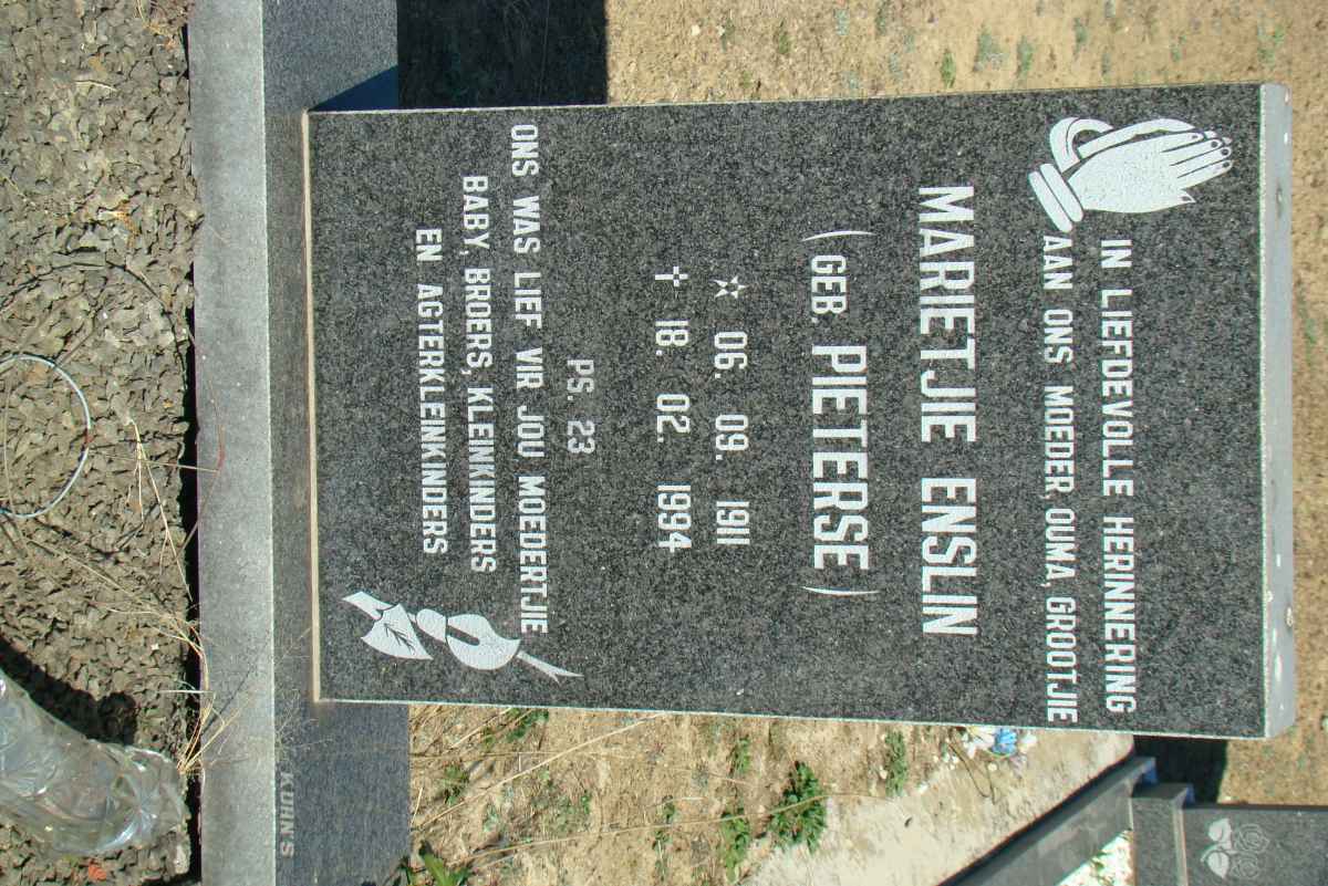 ENSLIN Marietjie nee PIETERSE 1911-1994