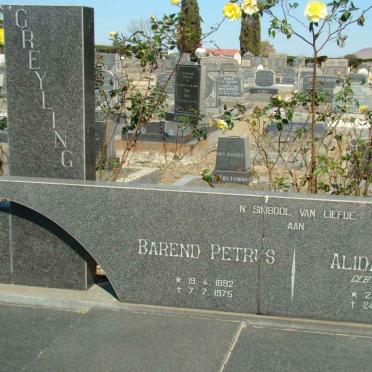 GREYLING Barend Petrus 1892-1975 &amp; Alida Maria VERMAAS 1902-1995
