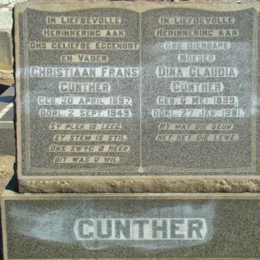 GUNTHER Christiaan Frans 1897-1949 &amp; Dina Claudia 1899-1981