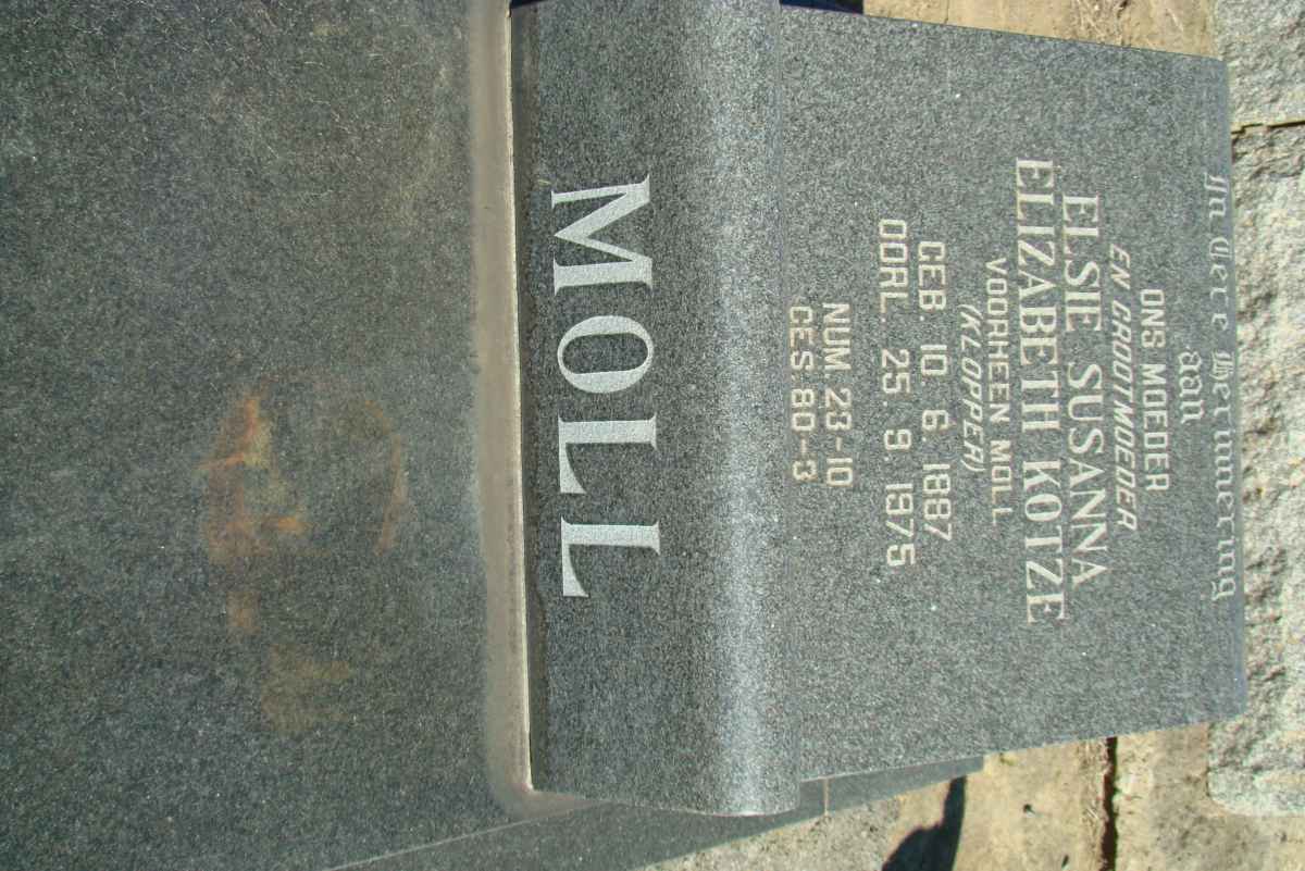 KOTZE Elsie Susanna Elizabeth voorheen MOLL nee KLOPPER 1887-1975