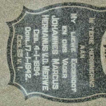 MERWE Johannes Marcus Hermanus, v.d. 1894-1942