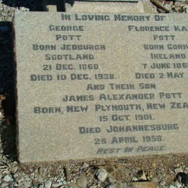 POTT George 1860-1938 &amp; Florence Kate 1861-1941 :: POTT James Alexander 1901-1958
