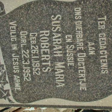 ROBERTS Susarah Maria 1952-1952