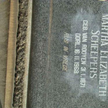 SCHEEPERS Martha Elizabeth nee VAN ROOYEN 1871-1968