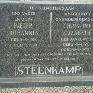 STEENKAMP Pieter Johannes 1918-1994 &amp; Christine Elizabeth JANKOWITZ 1920-1979