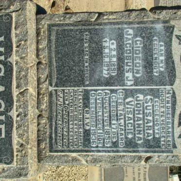 VISAGIE  Gideon Jacobus J. 1891-1977 &amp; Susara Johanna TALJAARD 1895-1936