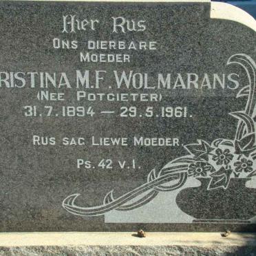WOLMARANS Christina M.F. nee POTGIETER 1894-1961
