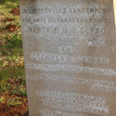 ESPAG Hendrik J.J. 1928-19?? :: ESPAG Coenraad J. 1929-1929