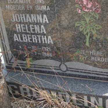 GRUNDLING Johanna Helena Albertha 1921-1986