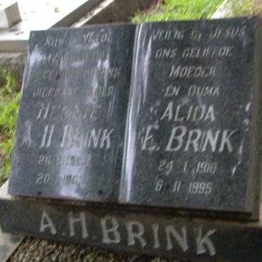 BRINK A.H. ?- &amp; Alida E. 1910-1995