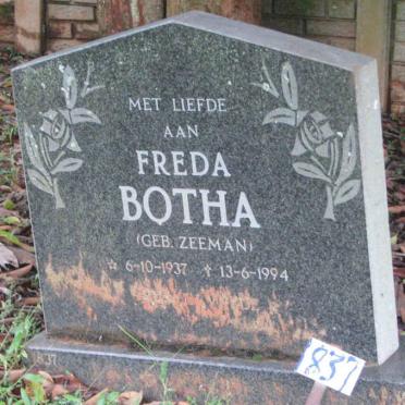 BOTHA Freda nee ZEEMAN 1937-1994
