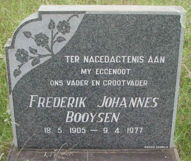 BOOYSEN Frederik Johannes 1905-1977