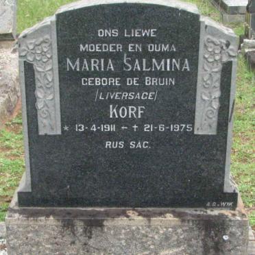 KORF Maria Salmina, formerly LIVERSAGE, nee DE BRUIN 1911-1975