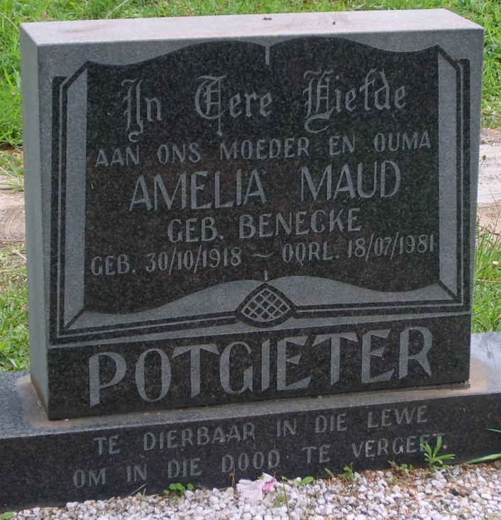 POTGIETER Amelia Maud nee BENECKE 1918-1981