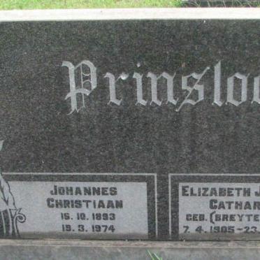 PRINSLOO Johannes Christiaan 1893-1974 &amp; Elizabeth Johanna Catharina BREYTENBACH 1905-1987