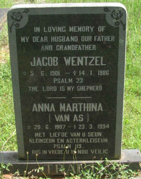 TRAUT Jacob Wentzel 1901-1986 &amp; Anna Marthina VAN AS 1907-1994