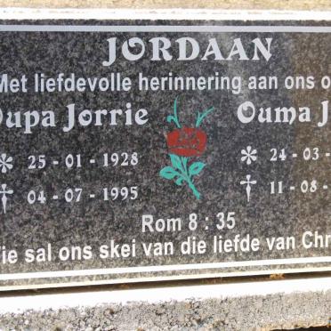 JORDAAN Jorrie 1928-1995 &amp; Joey 1924-2009