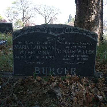 BURGER Schalk Willem 1904-1963 &amp; Maria Catharina Wilhelmina 1911-1982