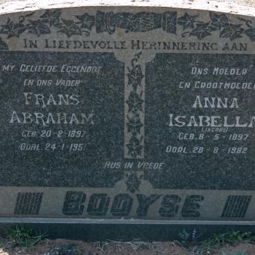 BOOYSE Frans Abraham 1897-1951 &amp; Anna Isabella JACOBS 1897-1982