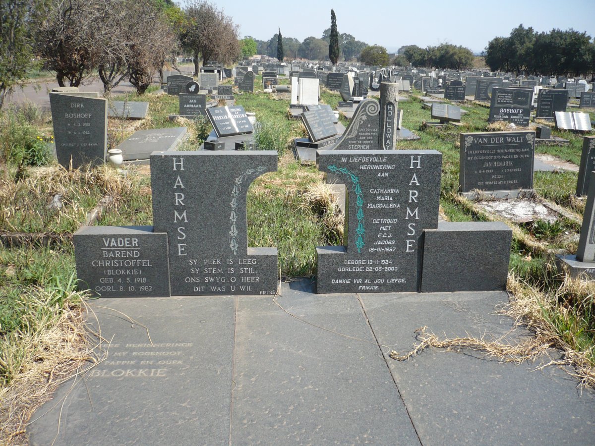 HARMSE Barend Christoffel 1918-1982 &amp; Catharina Maria Magdalena JACOBS formerly HARMSE 1924-2000