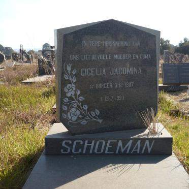 SCHOEMAN Cicelia Jacomina nee BURGER 1907-1990