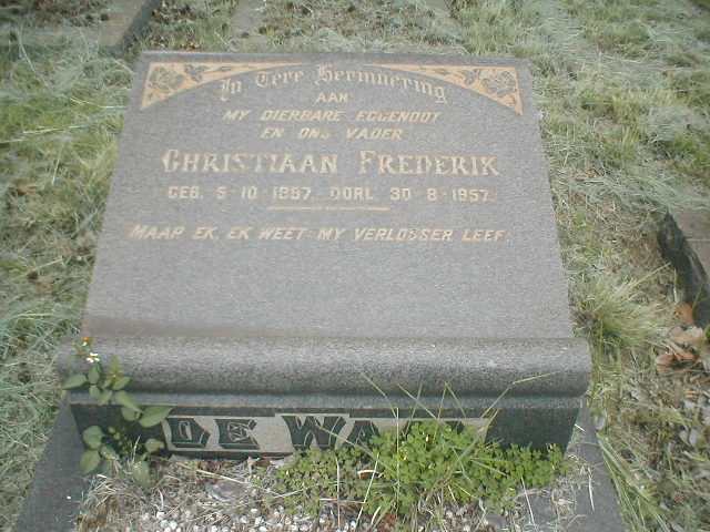 WAAL Christiaan Frederick , de 1897-1957