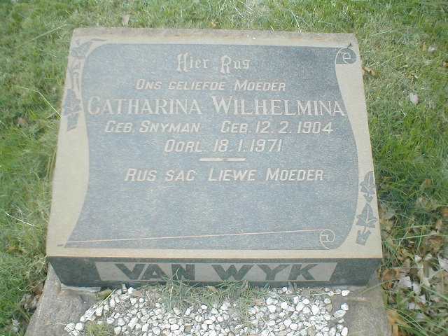 WYK Catharina Wilhelmina, van geb. SNYMAN 1904-1971
