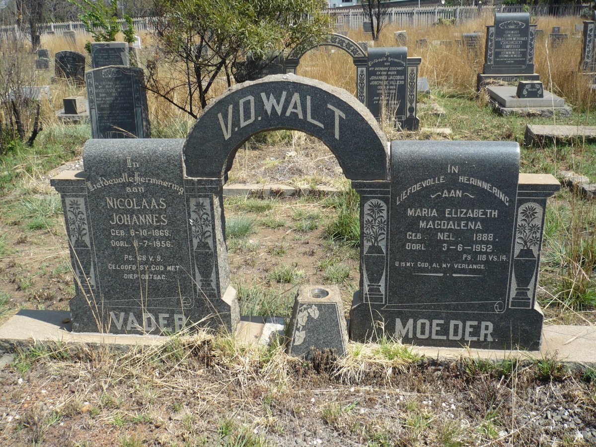 WALT Nicolaas Johannes, V.D. 1869-1956 &amp; Maria Elizabeth Magdalena NEL 1888-1952