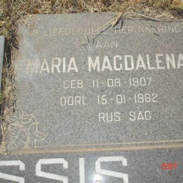 PLESSIS Maria Magdalena, du 1907-1982