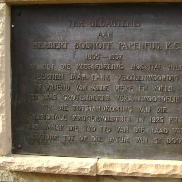 PAPENFUS Herbert Boshoff 1865-1937
