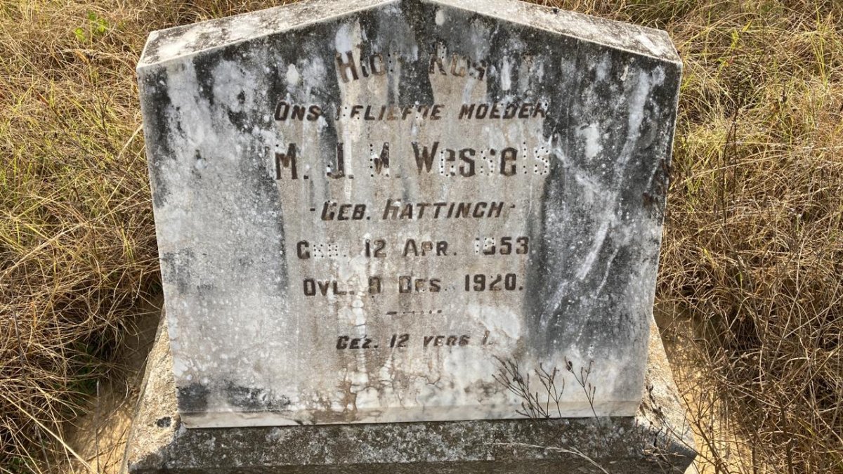 WESSELS M.J.M. nee HATTINGH 1853-1920