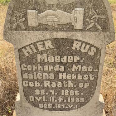 HERBST Gerharda Magdalena nee RAATH 1866-1939