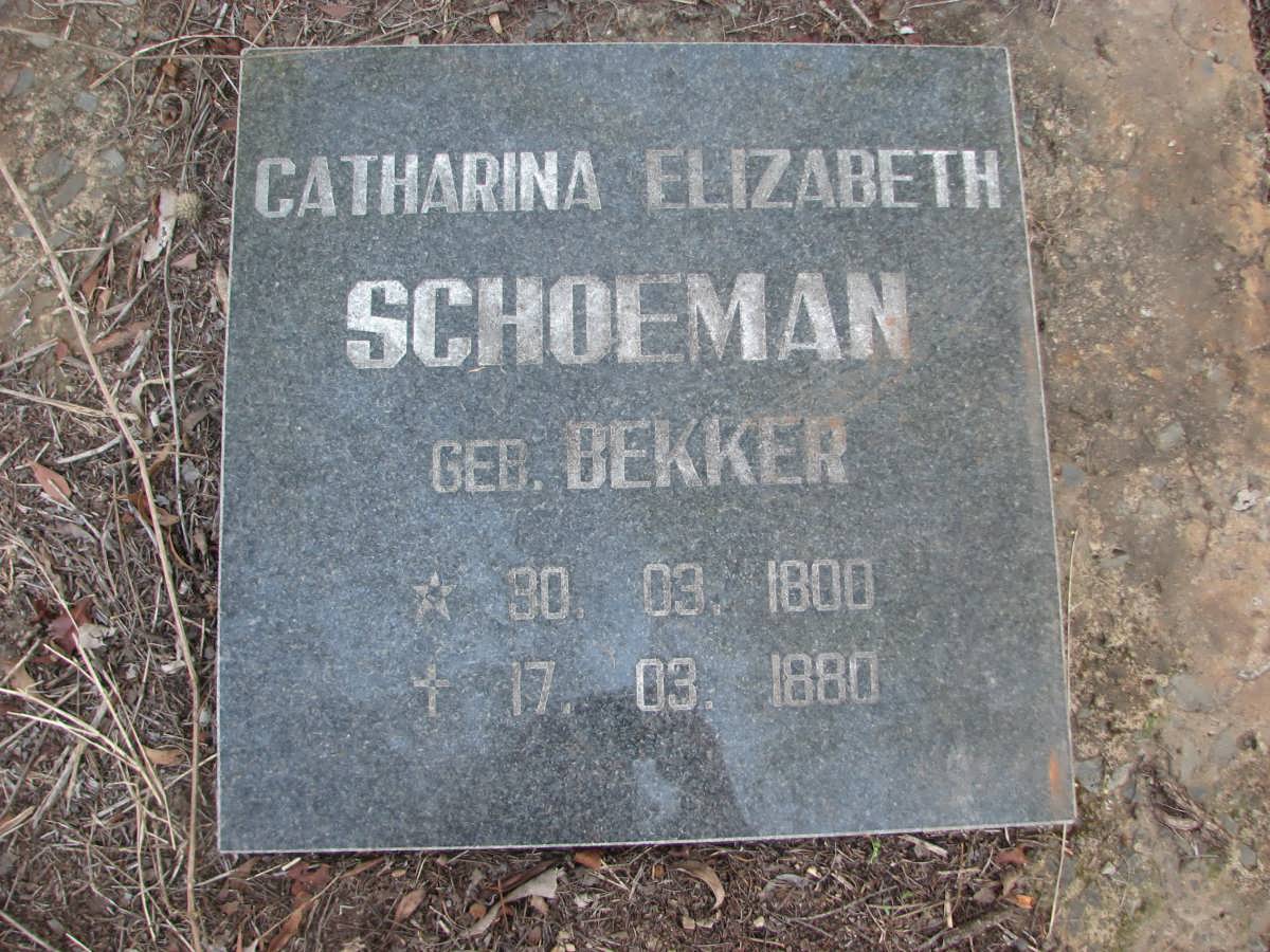 SCHOEMAN Catharina Elizabeth nee BEKKER 1800-1880
