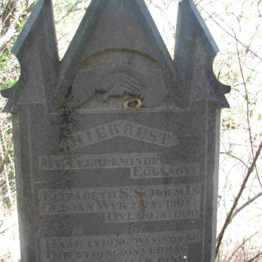 SCHOEMAN Elizabeth S. nee VAN WYK 1904-1930