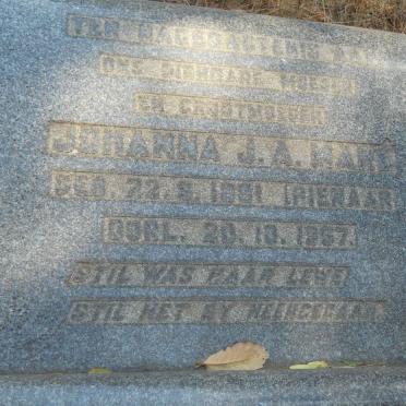MARÉ Johanna J.A. nee PIENAAR 1881 -1967