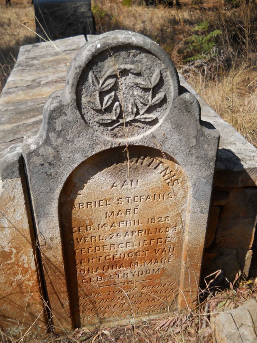 MARÉ Gabriel Stefanis 1828-1893 &amp; Johanna Magdalena STRYDOM  1835-1909