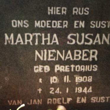 NIENABER Martha Susanna nee PRETORIUS 1908-1944