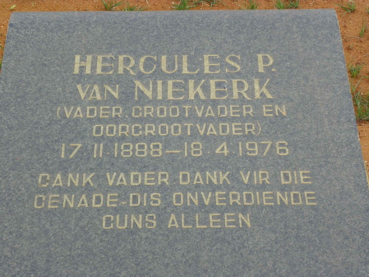 NIEKERK Hercules P., van 1888-1976