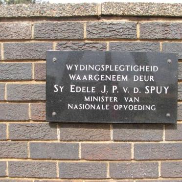 09. Wydingsplegtigheid - JP vd Spuy, Minister Nasionale Opvoeding