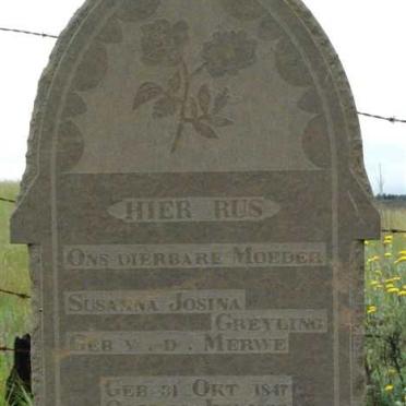 GREYLING Susanna Josina nee V.D. MERWE 1847-1930